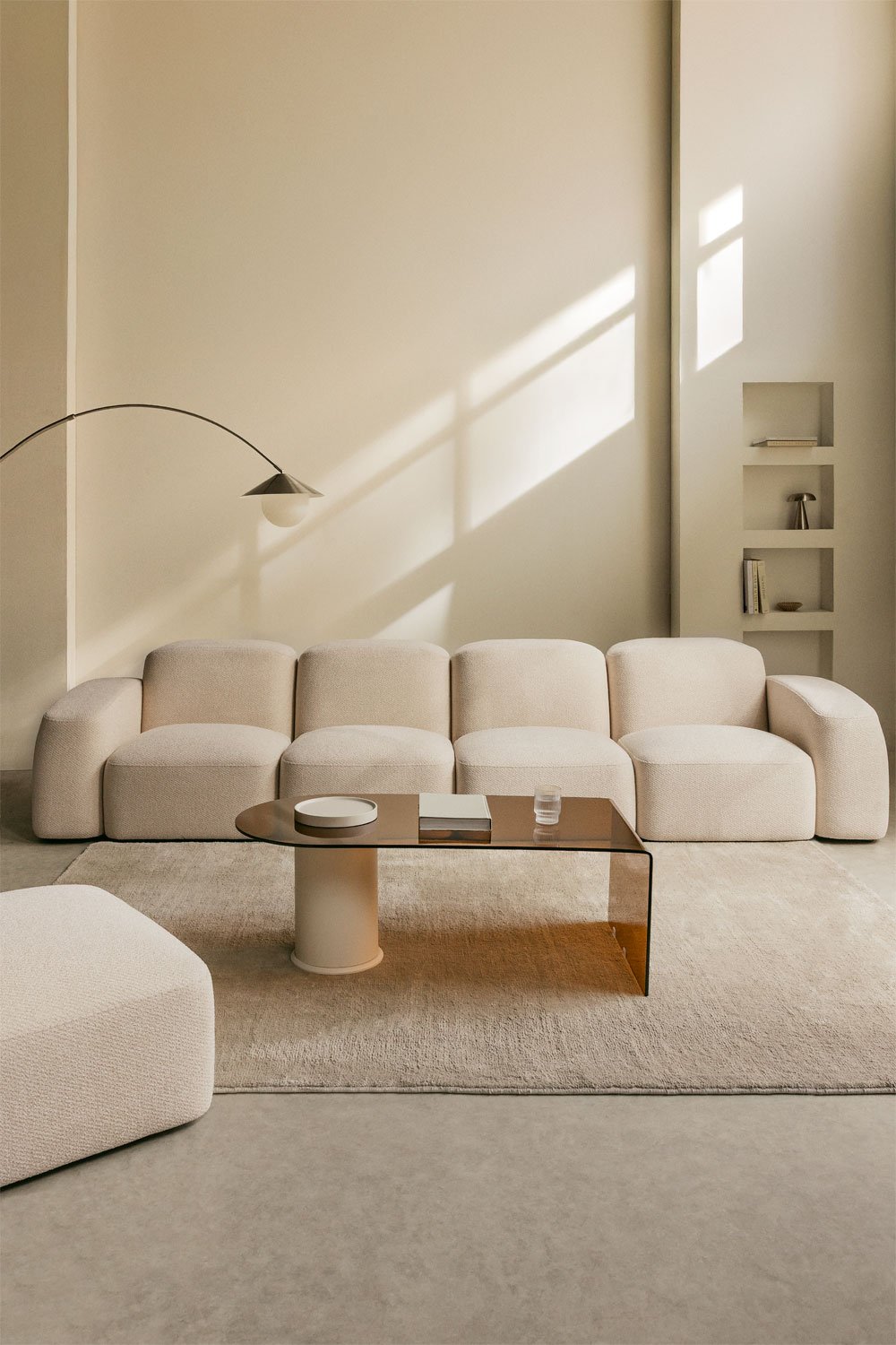Divano componibile Bastian 4 pezzi e pouf