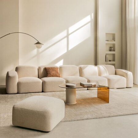 Divano componibile Bastian 5 pezzi e pouf