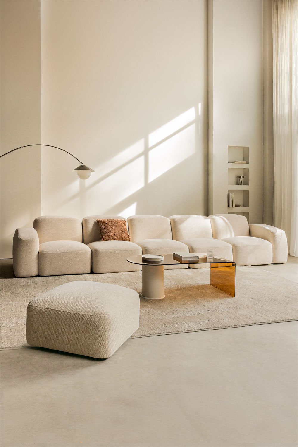 Divano componibile Bastian 5 pezzi e pouf