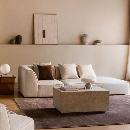 Divano modulare angolare a 2 pezzi con chaise longue destra rivestito Cardea