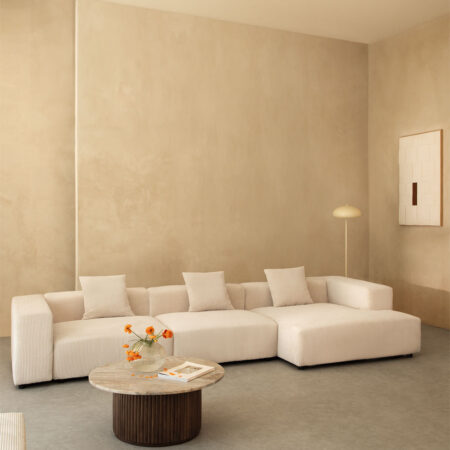 Divano modulare con chaise longue destra a 3 pezzi (â†”ï¸Ž375 cm) con bracciolo alto Bruna