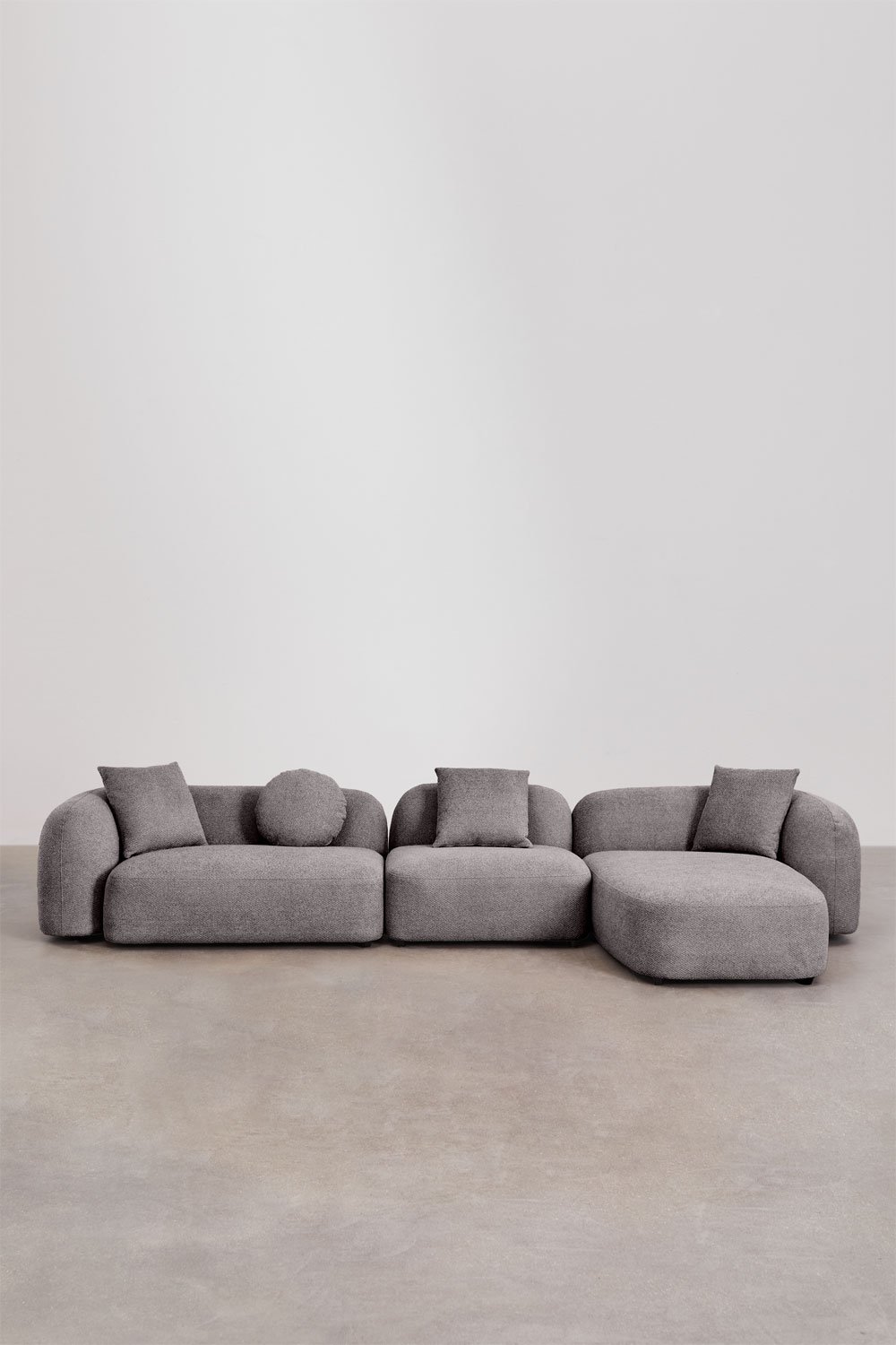 Divano modulare con chaise longue destra a 3 pezzi in ciniglia Coco