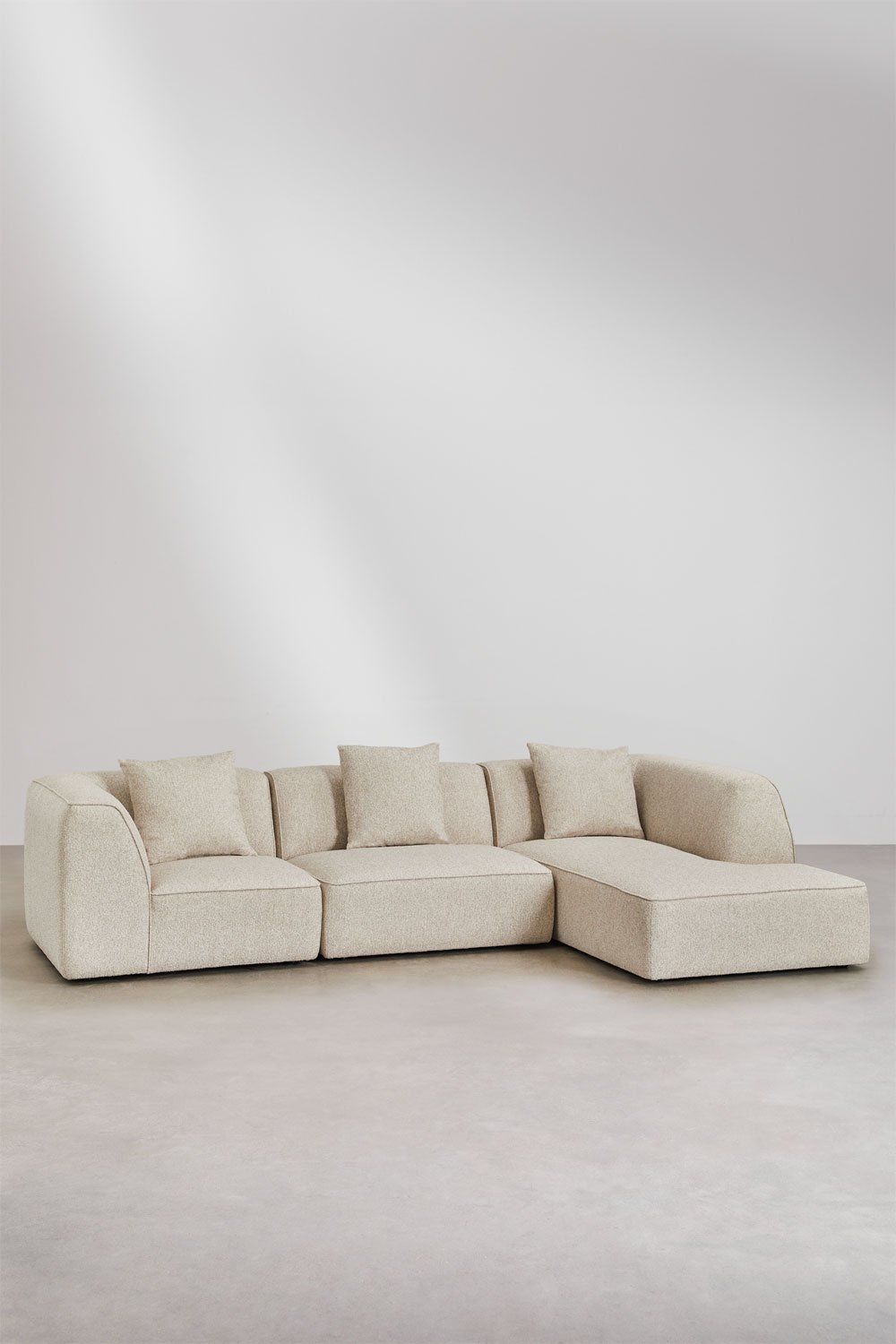 Divano modulare con chaise longue destra a 3 pezzi rivestito Cardea