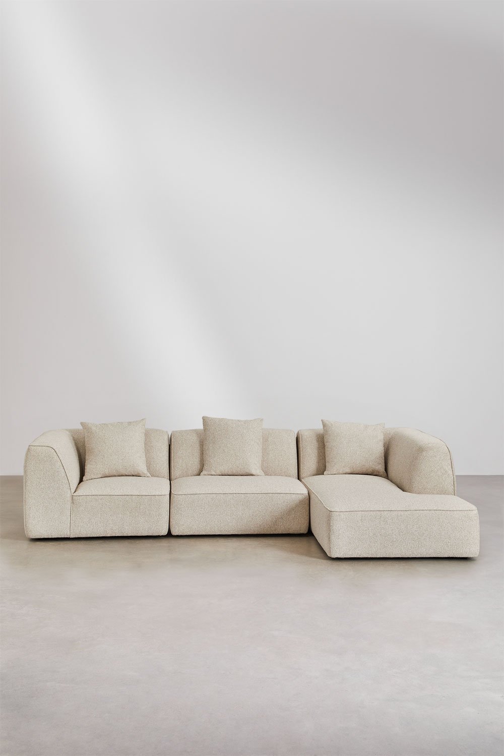 Divano modulare con chaise longue destra a 3 pezzi rivestito Cardea