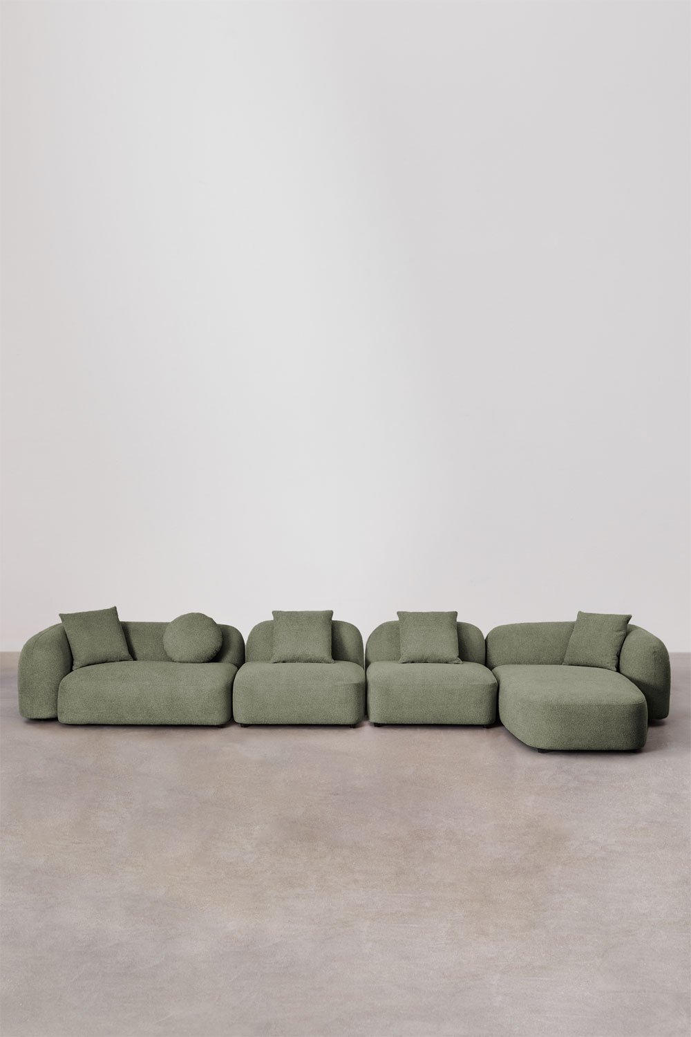 Divano modulare con chaise longue destra a 4 pezzi in ciniglia Coco