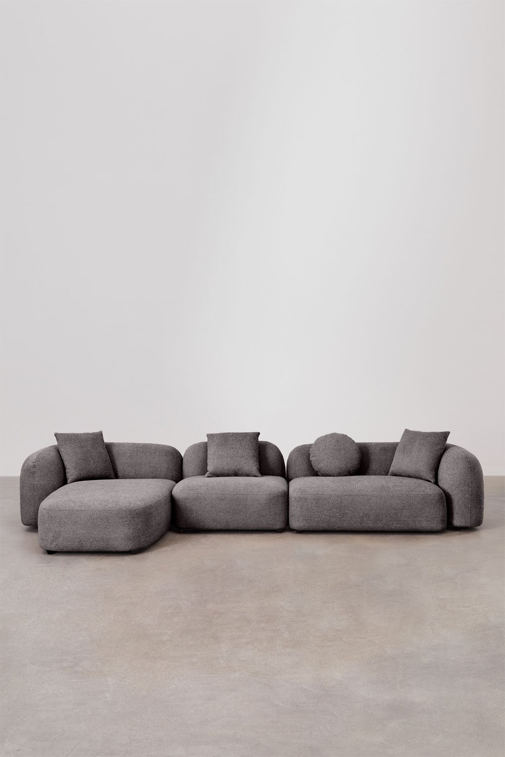 Divano componibile chaise longue sinistra in 3 pezzi in ciniglia Coco