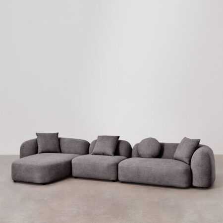 Divano componibile chaise longue sinistra in 3 pezzi in ciniglia Coco