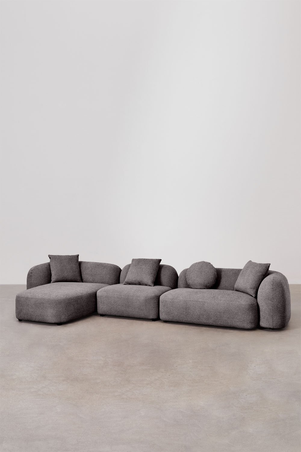 Divano componibile chaise longue sinistra in 3 pezzi in ciniglia Coco