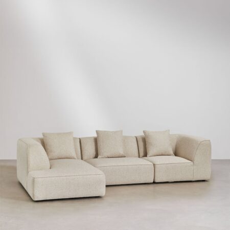 Divano modulare con chaise longue sinistra a 3 pezzi rivestito Cardea