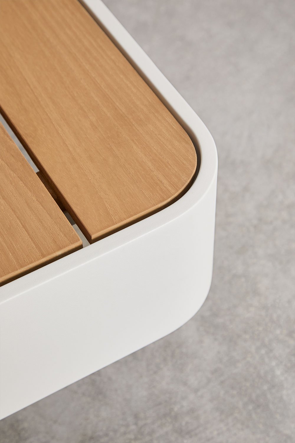 Divano da giardino modulare 2 posti in alluminio con tavolino destro in legno di teak Yarilo
