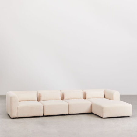 Divano modulare Fogler con chaise longue destra in 4 pezzi
