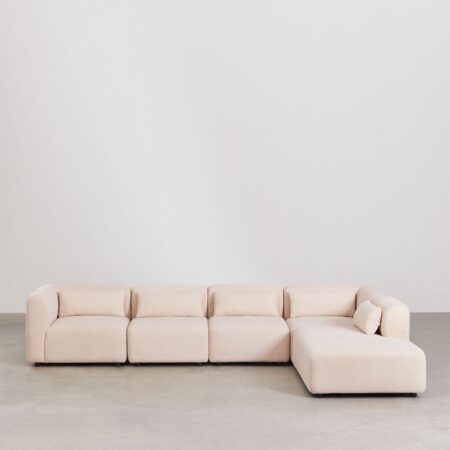Divano modulare Fogler in 5 pezzi con chaise longue destra