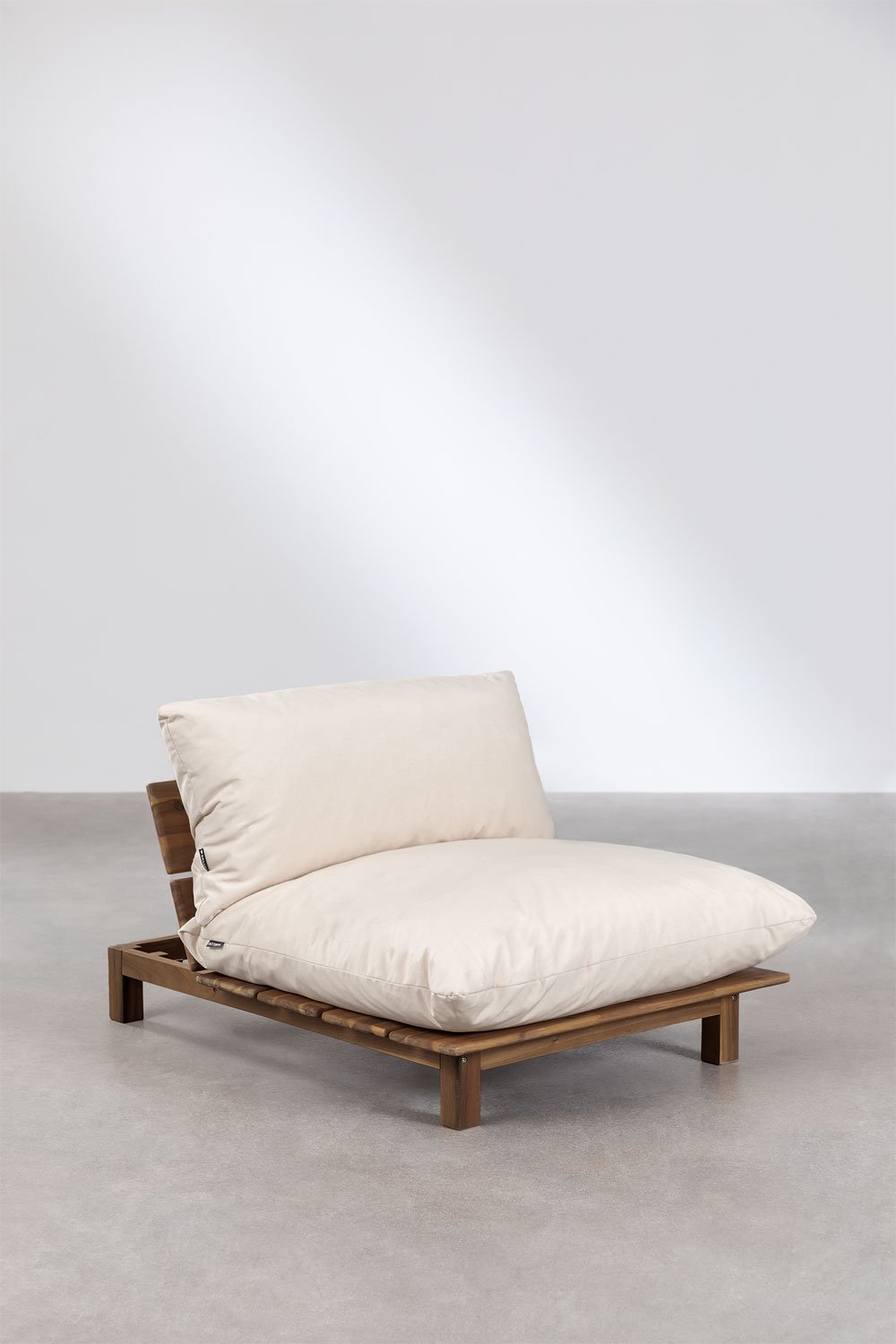 Divano reclinabile modulare a 4 pezzi con pouf in legno di acacia Brina