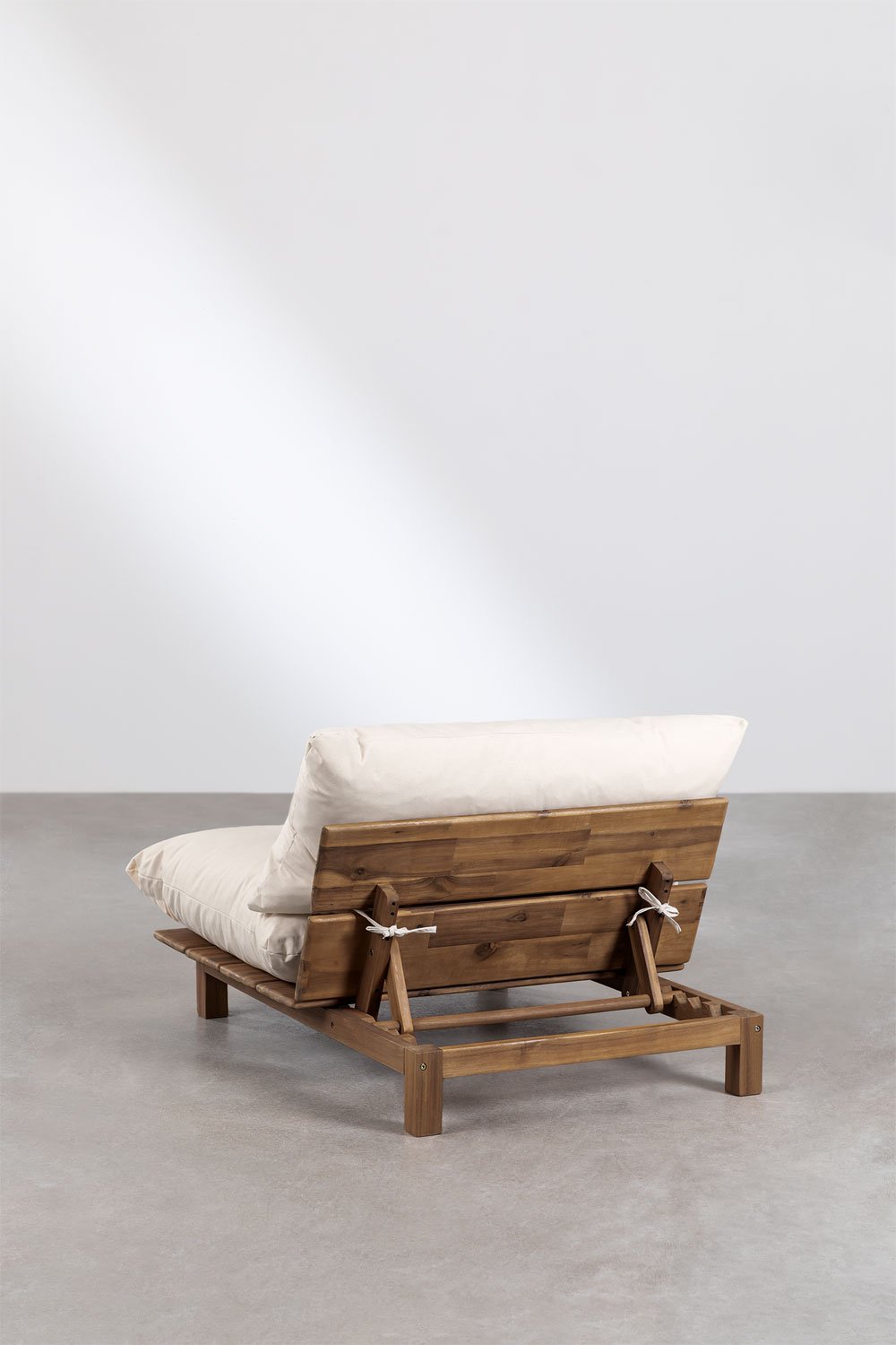 Divano reclinabile modulare a 4 pezzi con pouf in legno di acacia Brina