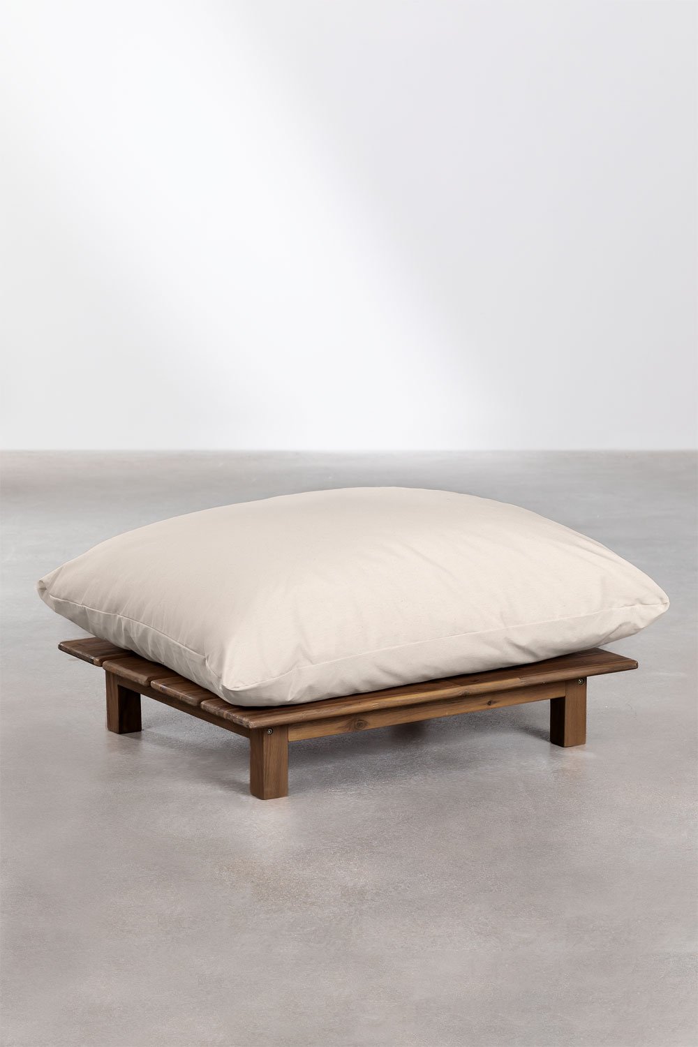 Divano reclinabile modulare a 4 pezzi con pouf in legno di acacia Brina