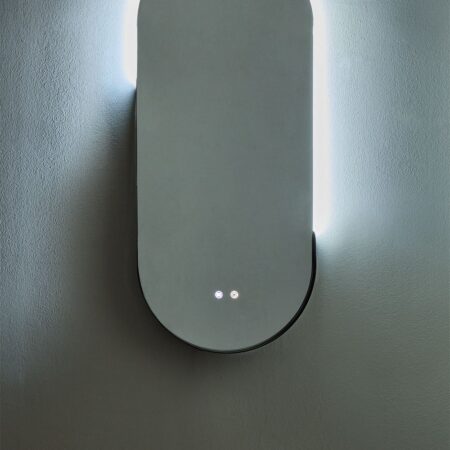 Specchio da parete ovale da bagno con luce LED e antiappannamento (45x105 cm) Vacson