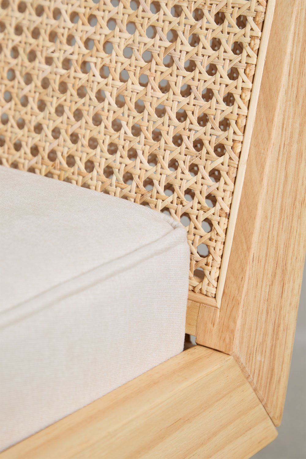 Panca in legno di caucciù e rattan Icon