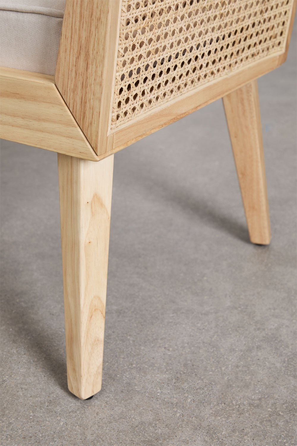 Panca in legno di caucciù e rattan Icon