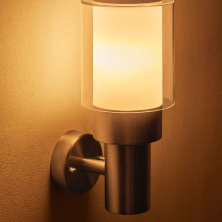 Lampada da parete per esterno Vantol in acciaio inox