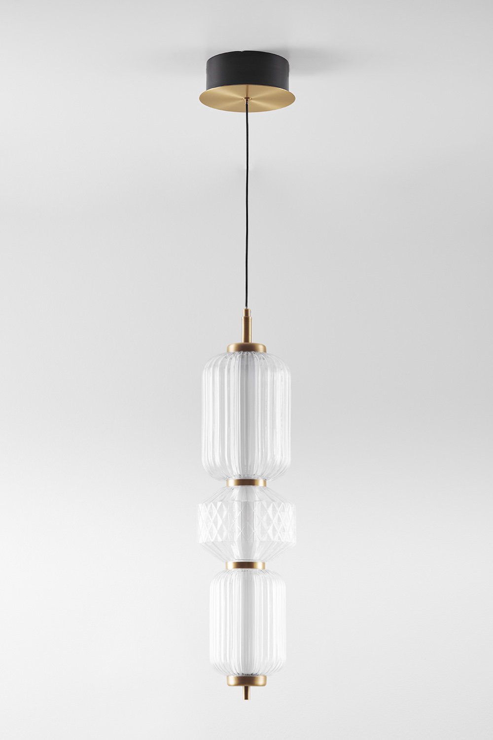 Plafoniera LED Necsar in ferro e vetro