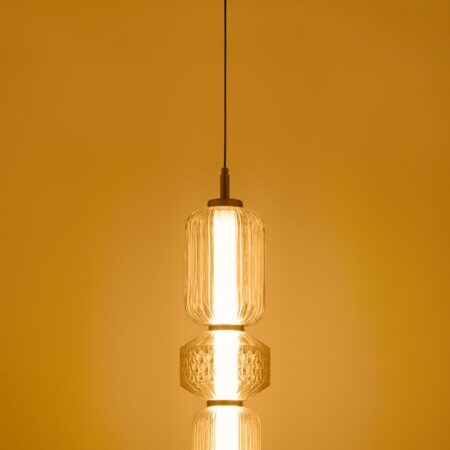 Plafoniera LED Necsar in ferro e vetro