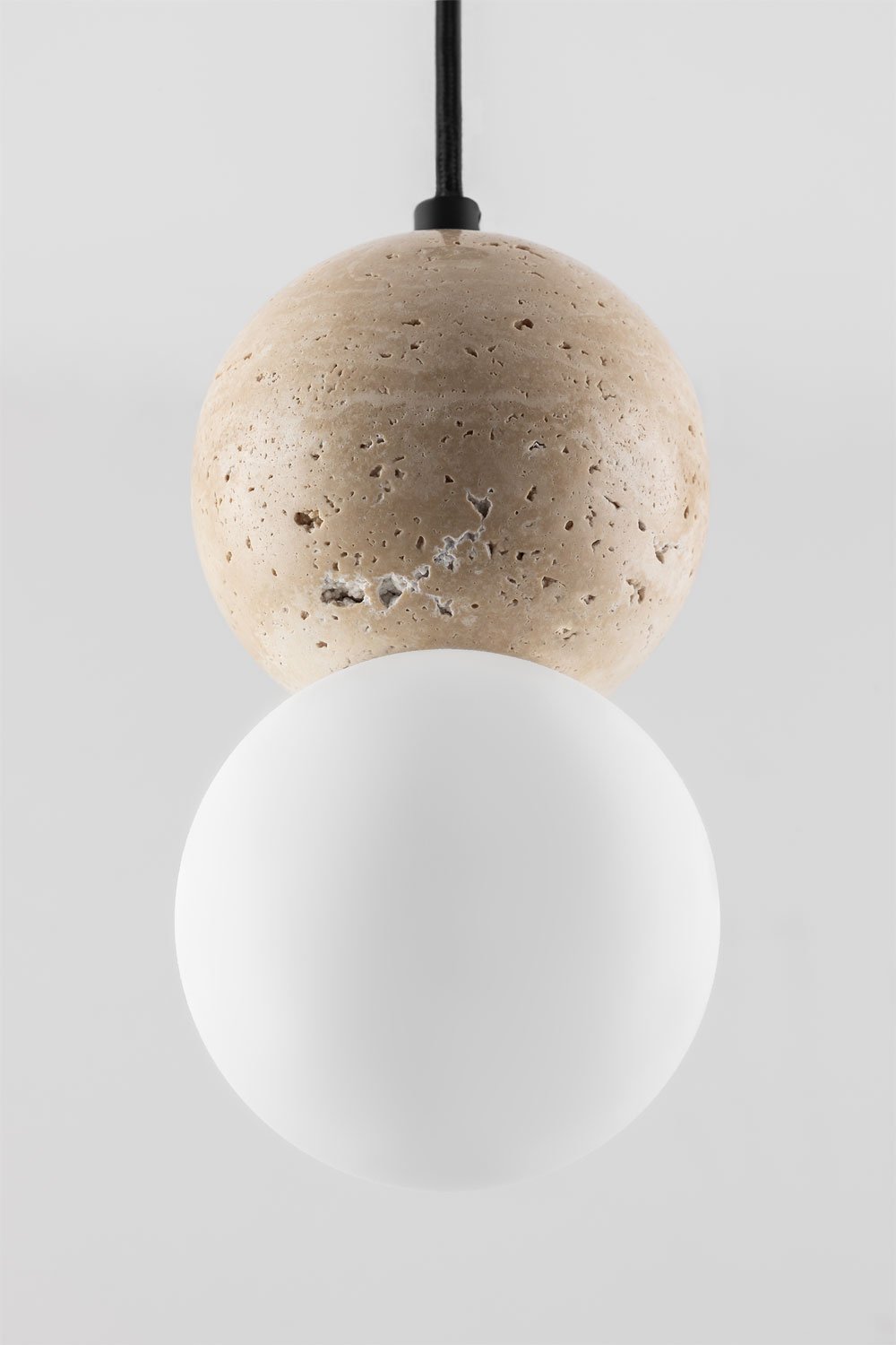 Lampada da soffitto con sfera di cristallo in travertino Davise