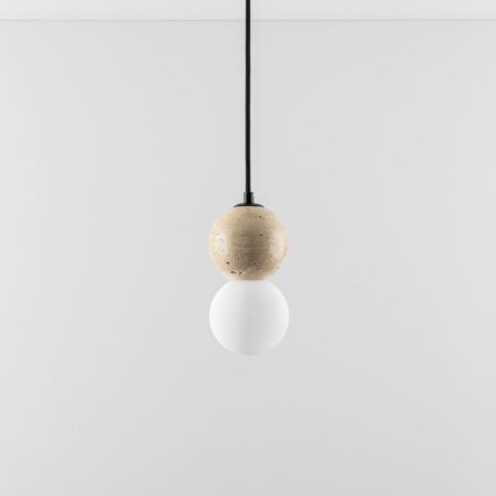 Lampada da soffitto con sfera di cristallo in travertino Davise