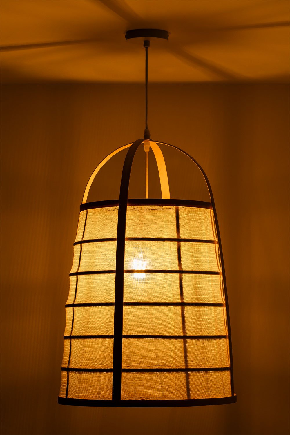 Lampada da soffitto in bambù e cotone (Ø40 cm) Mikayla
