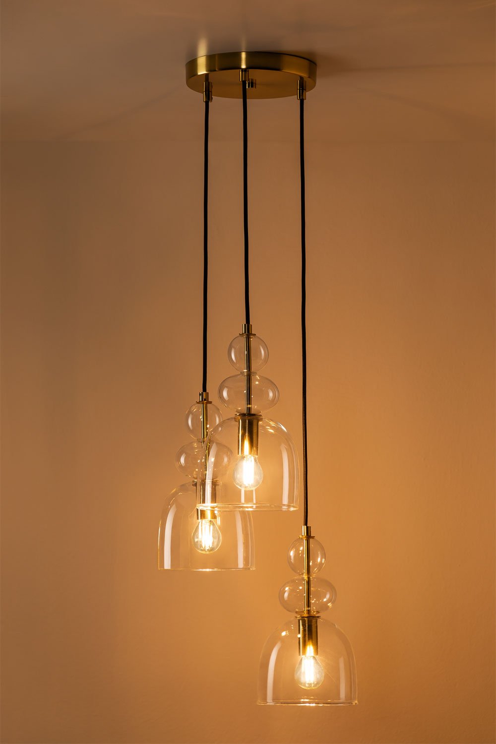 Lampada da Soffitto in Vetro con 3 Punti Luce Bezany