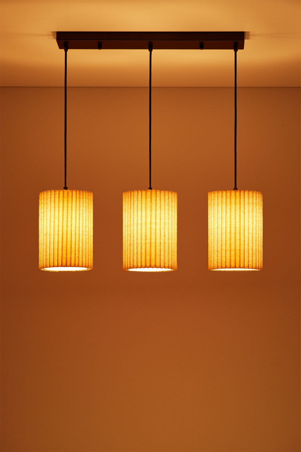 Lampada da Soffitto in Lino e Metallo a 3 Punti Luce Quintelia