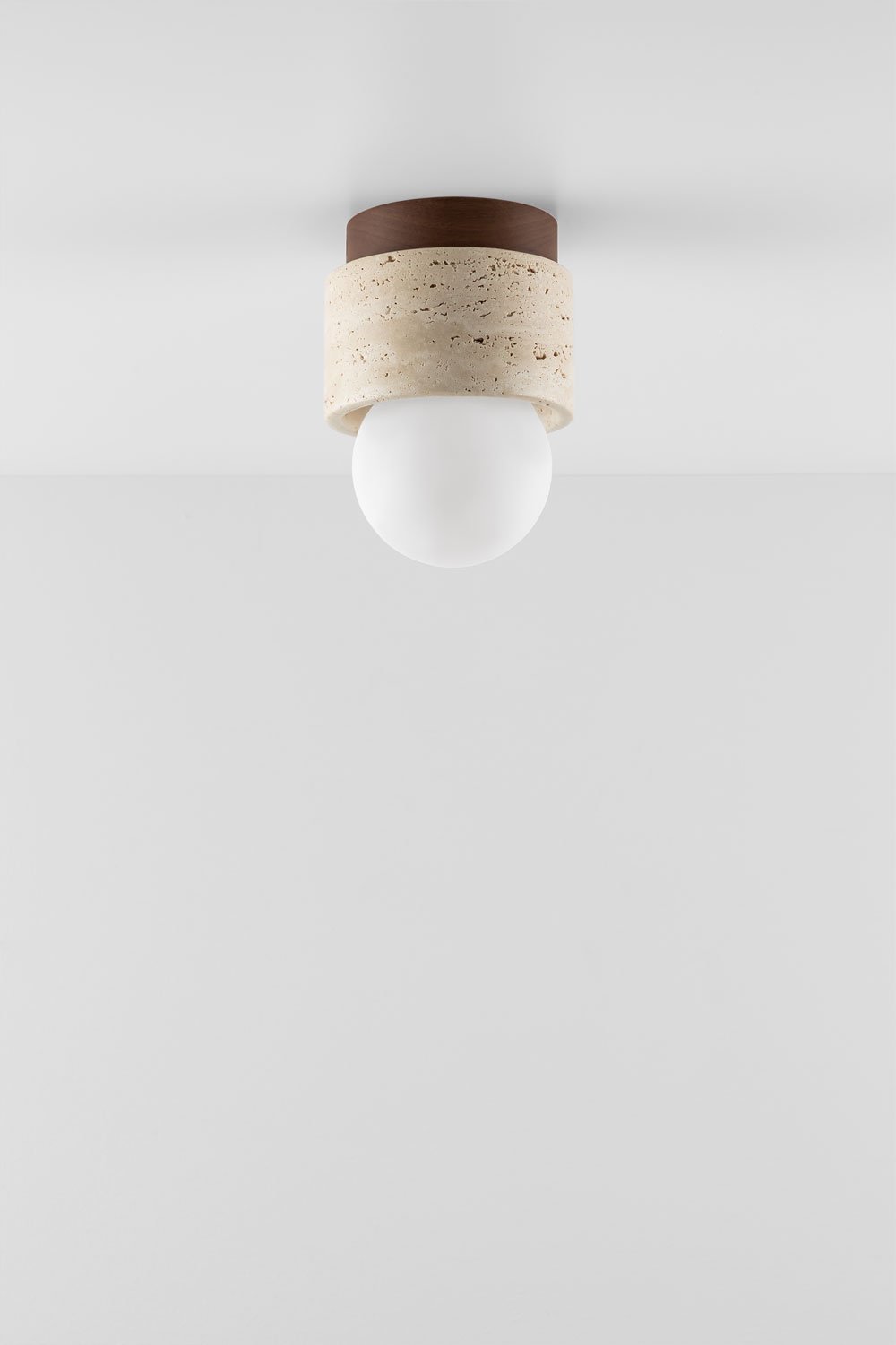 Lampada da soffitto in travertino e legno Davise