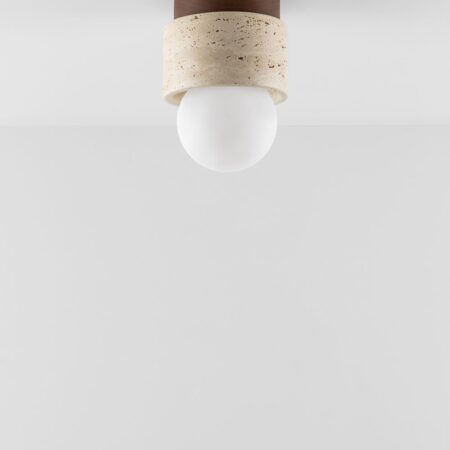 Lampada da soffitto in travertino e legno Davise