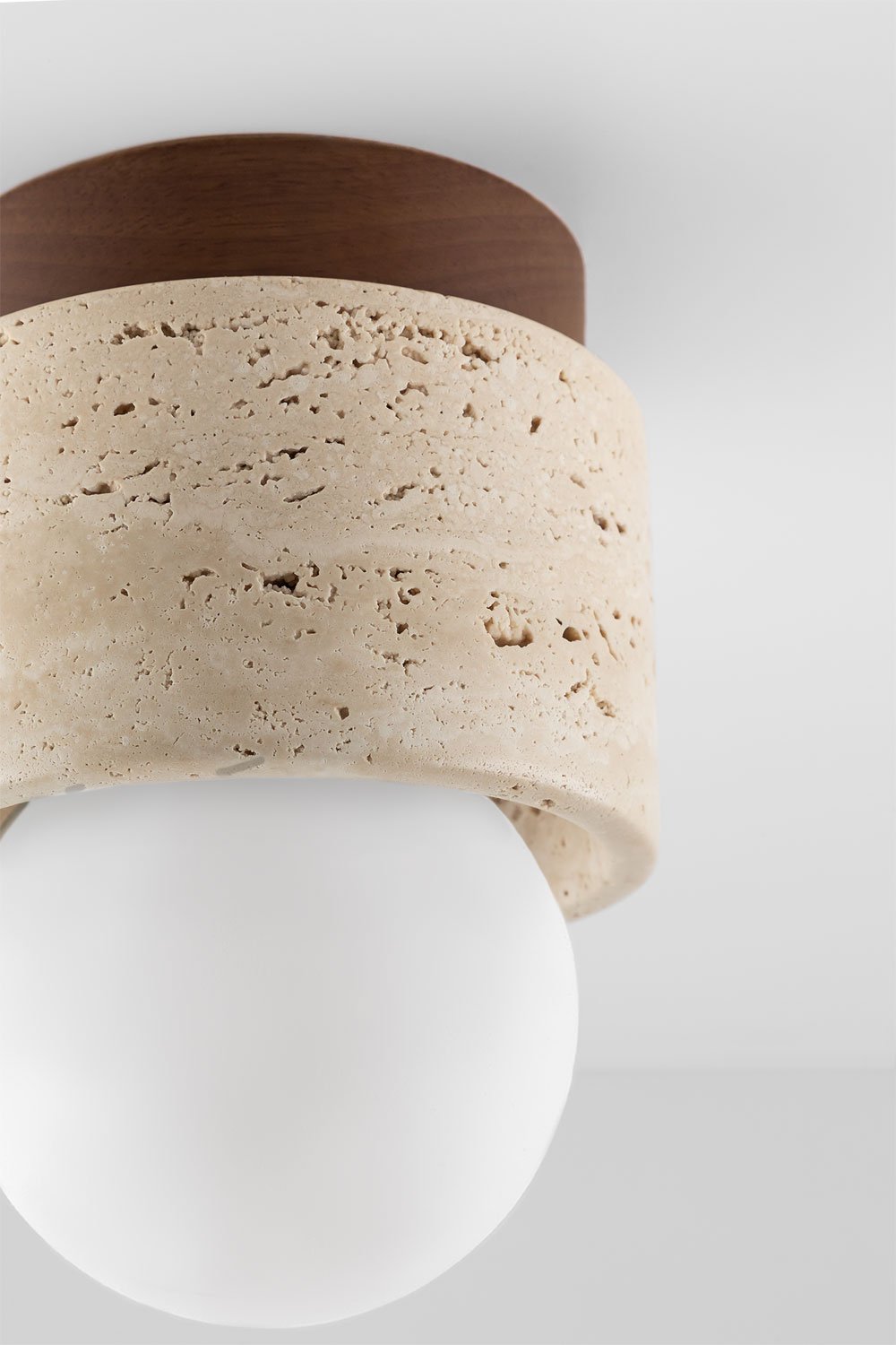 Lampada da soffitto in travertino e legno Davise