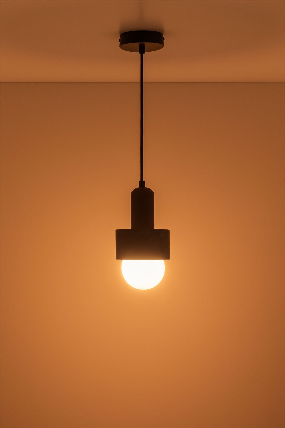 Lampada da soffitto in travertino e legno (Ø12 cm) Davise