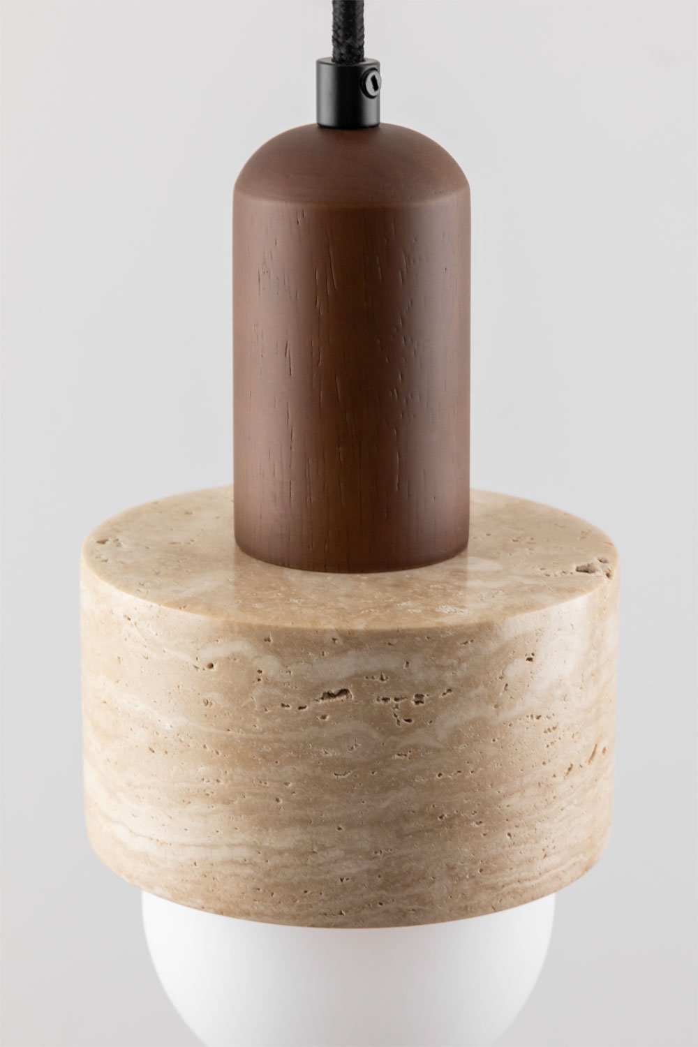 Lampada da soffitto in travertino e legno (Ø12 cm) Davise