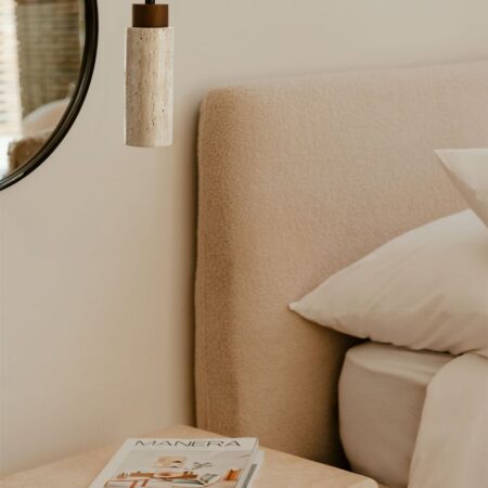 Lampada da soffitto in travertino e legno (Ø6,5 cm) Davise