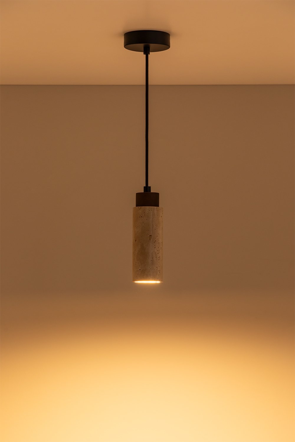 Lampada da soffitto in travertino e legno (Ø6,5 cm) Davise