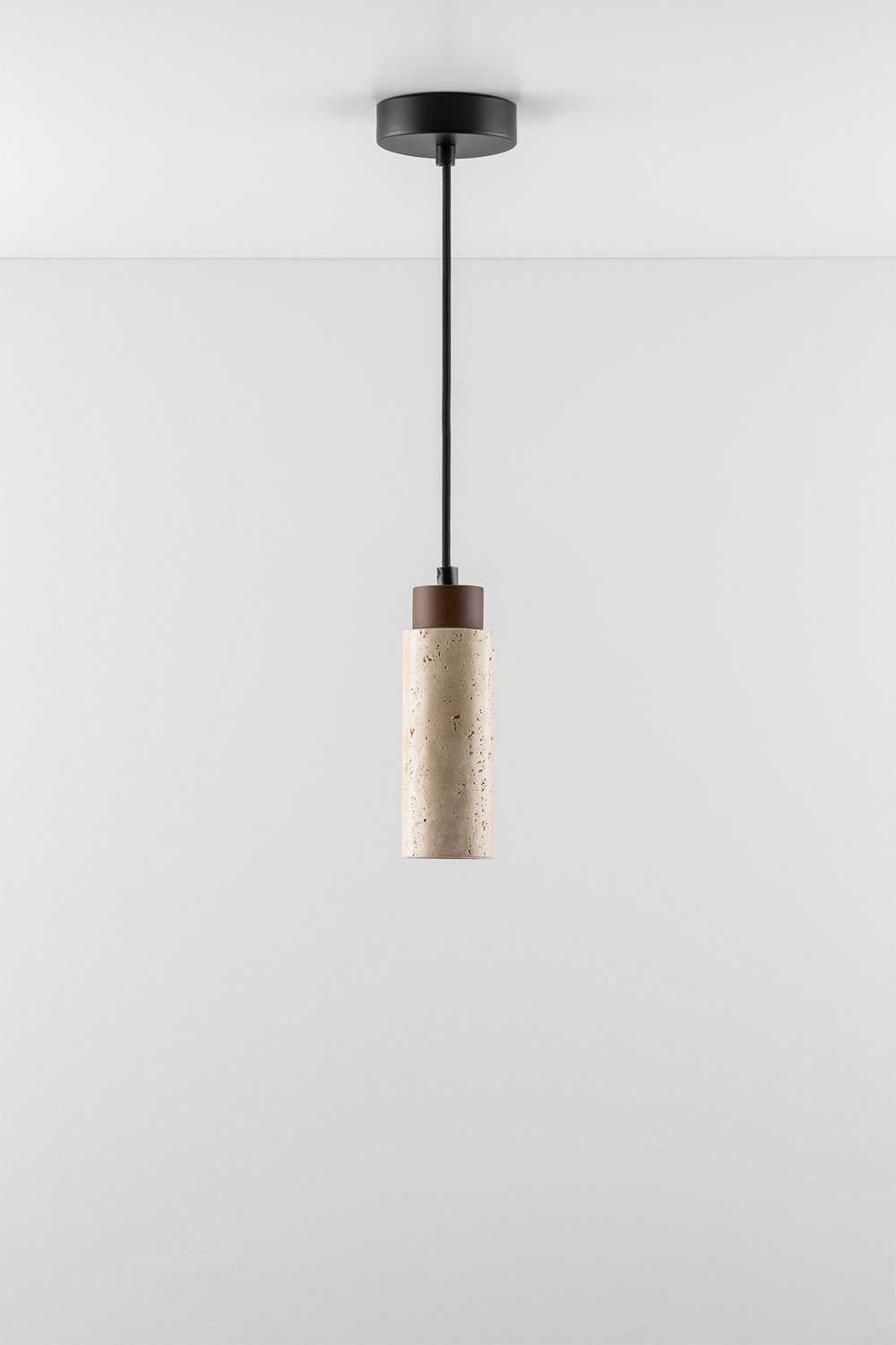 Lampada da soffitto in travertino e legno (Ø6,5 cm) Davise