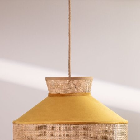Lampada da Soffitto in Velluto e Rattan Xanti