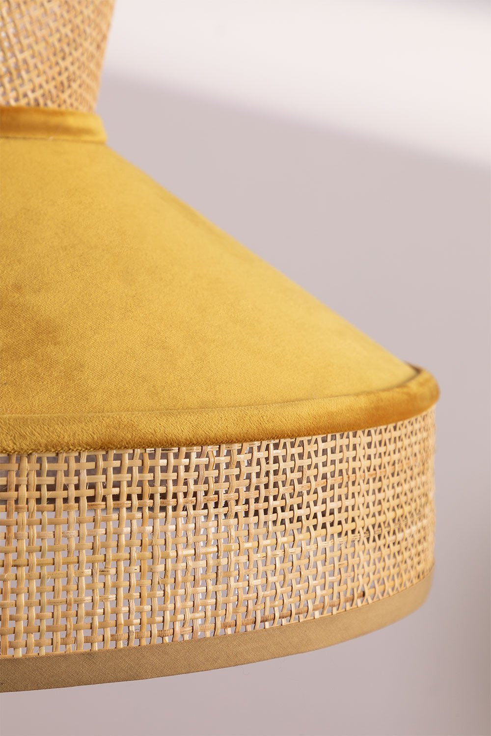 Lampada da Soffitto in Velluto e Rattan Xanti