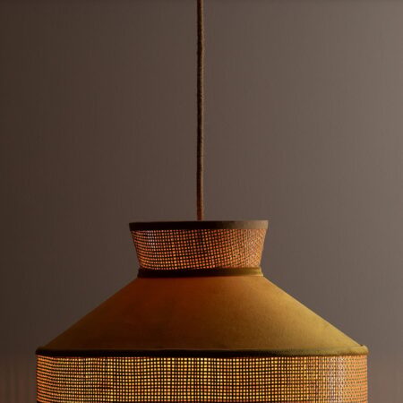 Lampada da Soffitto in Velluto e Rattan Xanti