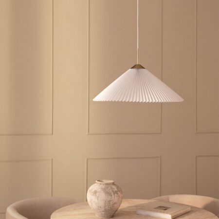Lampada da soffitto Margalida in metallo e tessuto