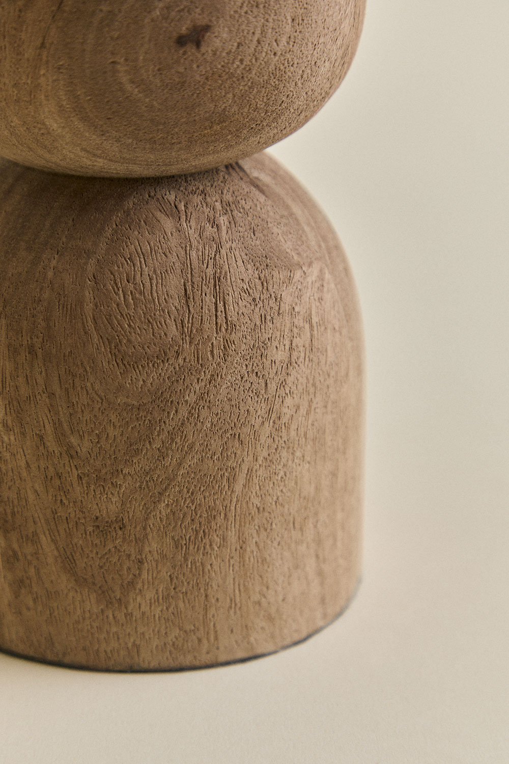 Lampada da tavolo ↑40 cm in legno di mango e lino Gabina