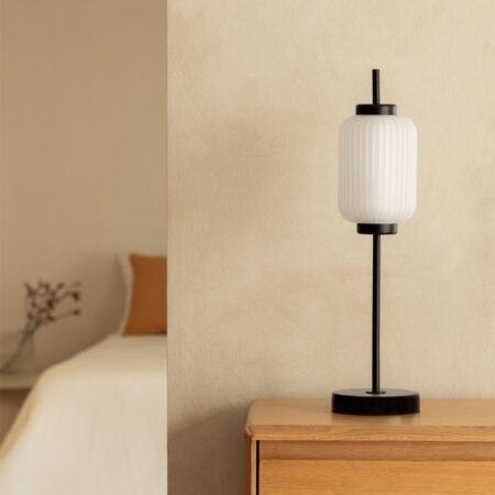 Lampada da tavolo a LED Necsar in ferro e vetro