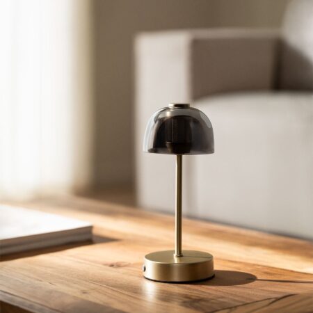 Lampada da Tavolo LED senza fili in ferro e vetro Eunice Gold