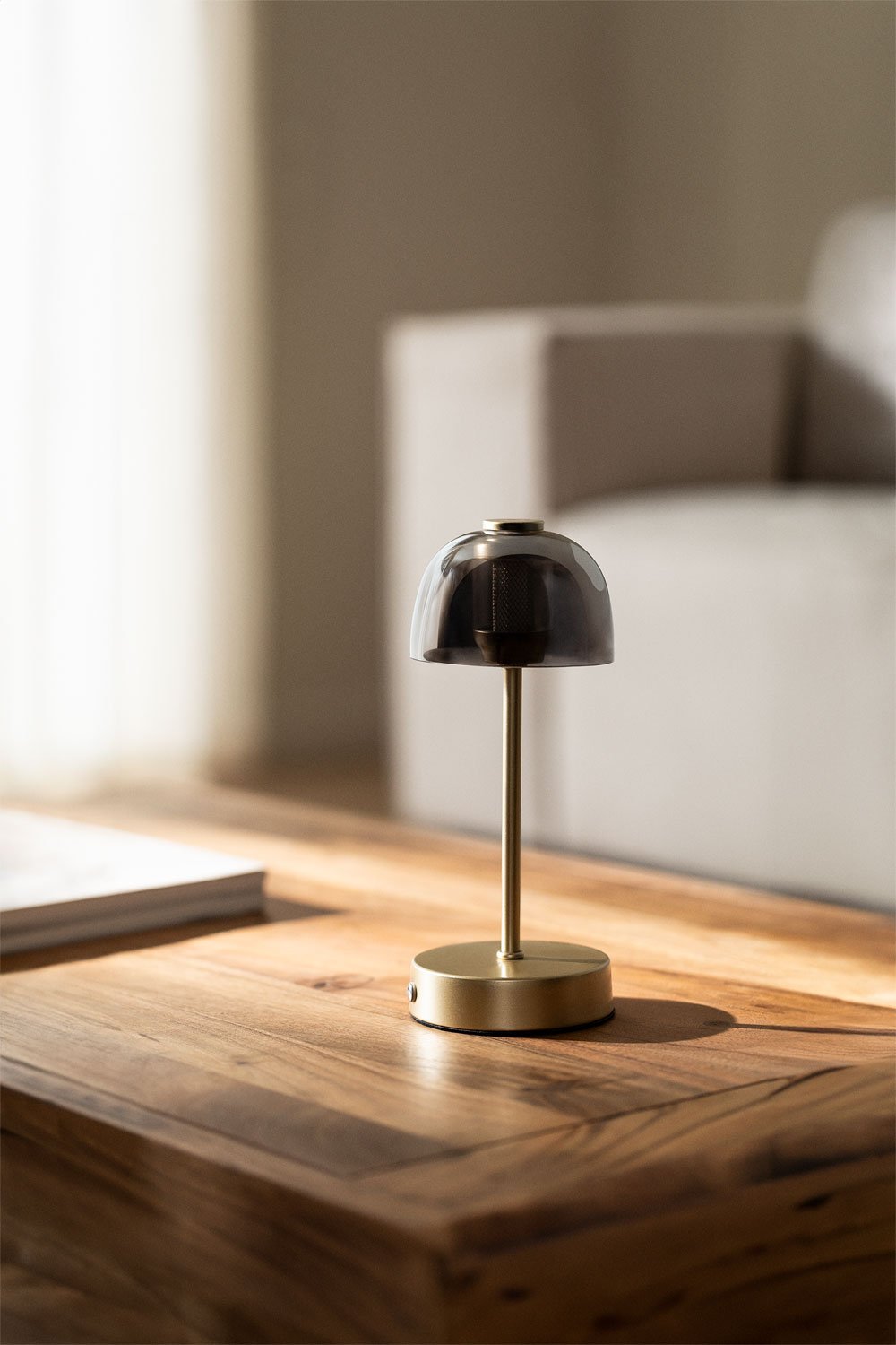 Lampada da Tavolo LED senza fili in ferro e vetro Eunice Gold