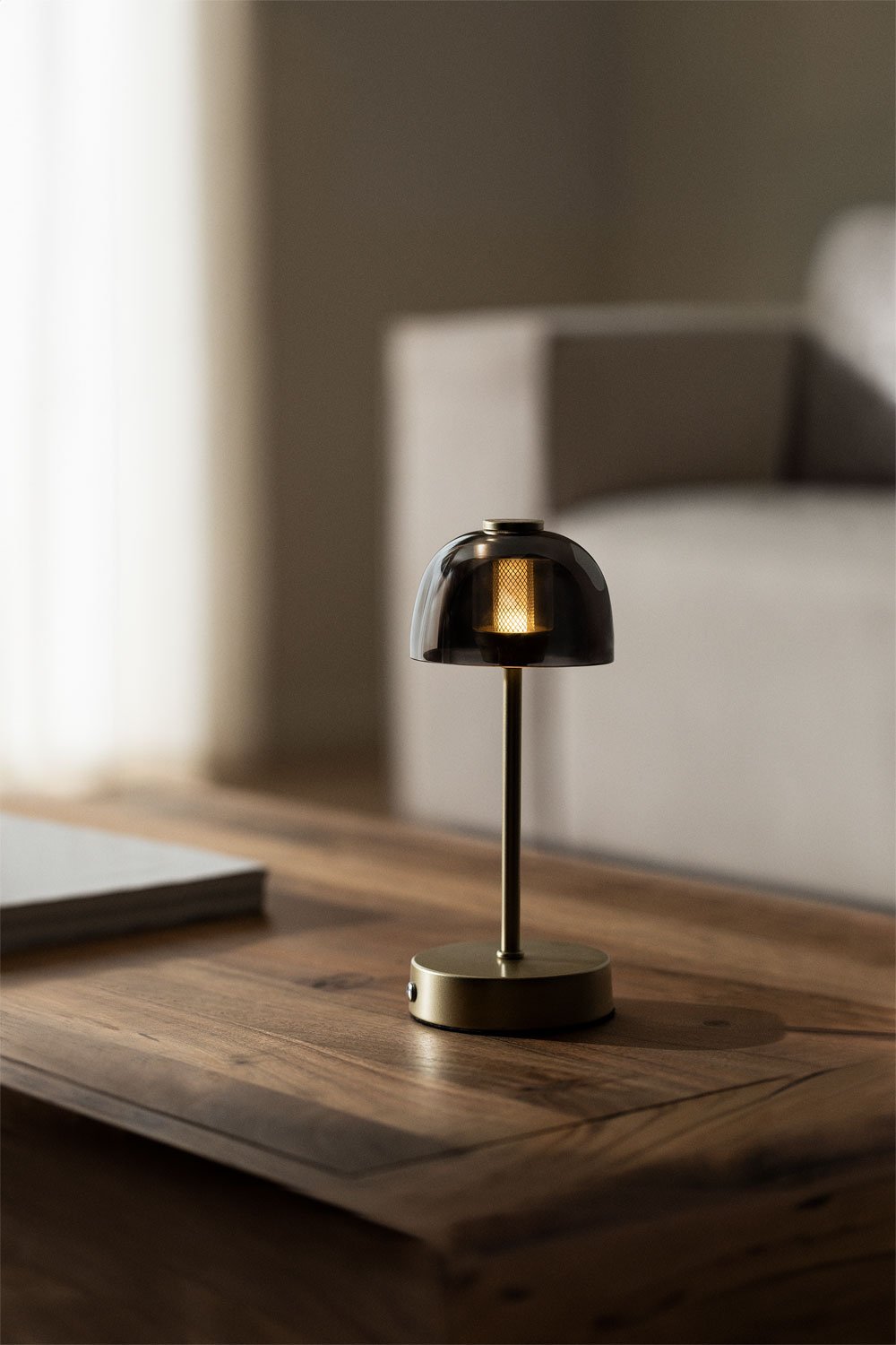 Lampada da Tavolo LED senza fili in ferro e vetro Eunice Gold