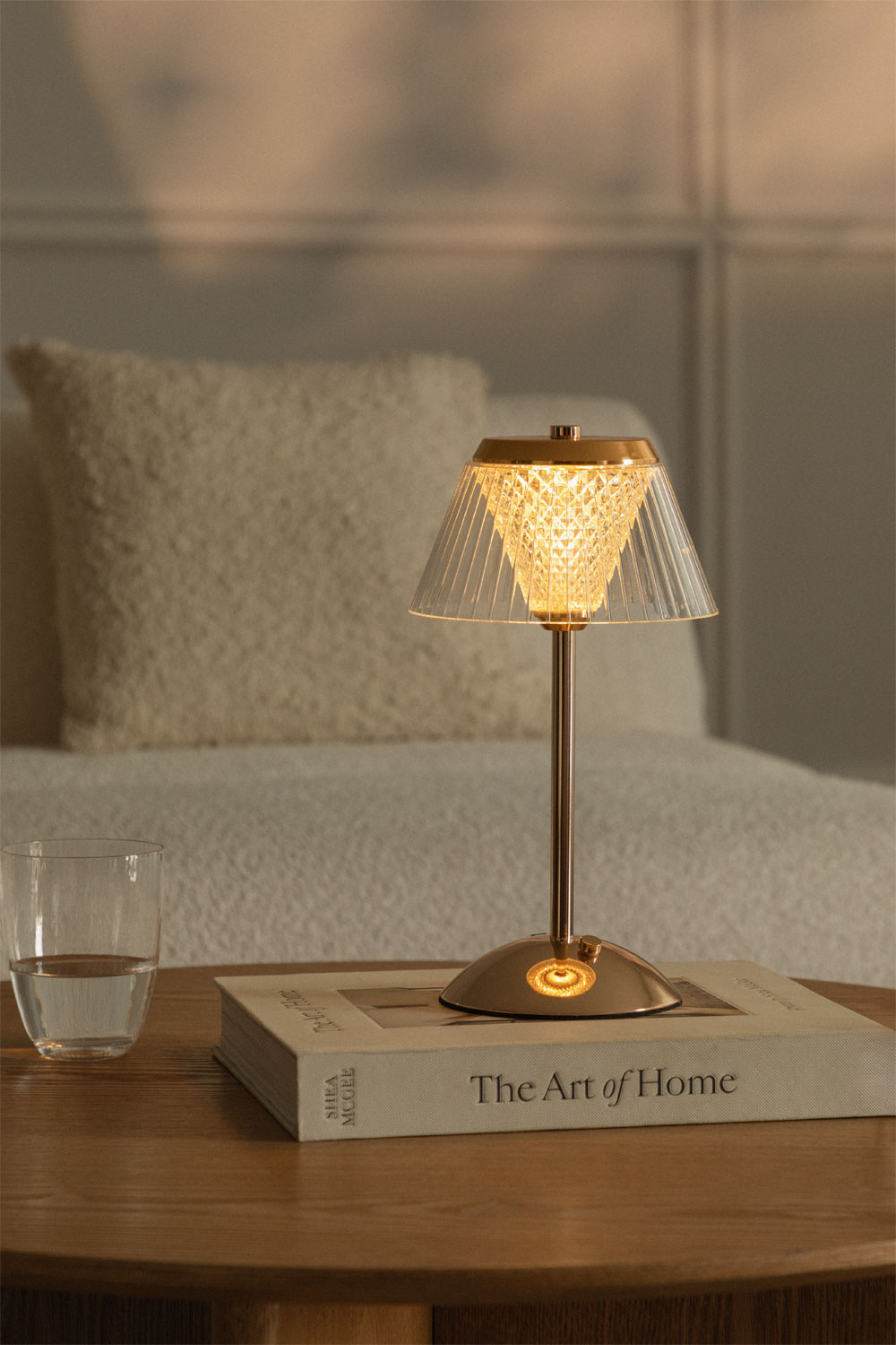 Tinyent lampada da tavolo LED wireless in ferro e vetro