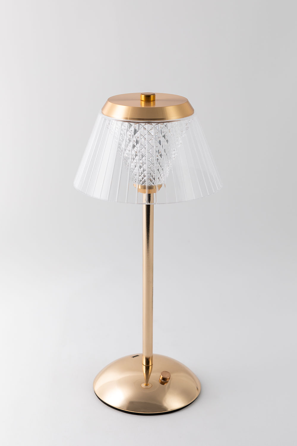 Tinyent lampada da tavolo LED wireless in ferro e vetro