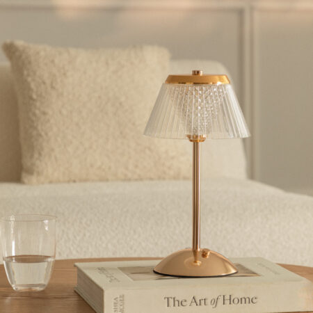 Tinyent lampada da tavolo LED wireless in ferro e vetro